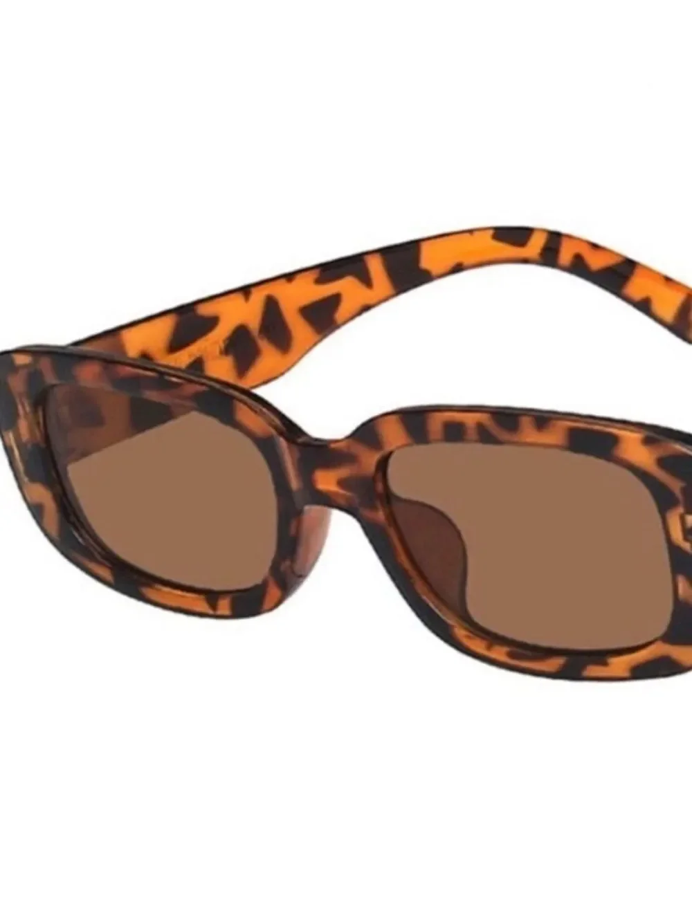 Brown Tortoise Rectangle Sunglasses Narrow Tortoiseshell Retro Shades